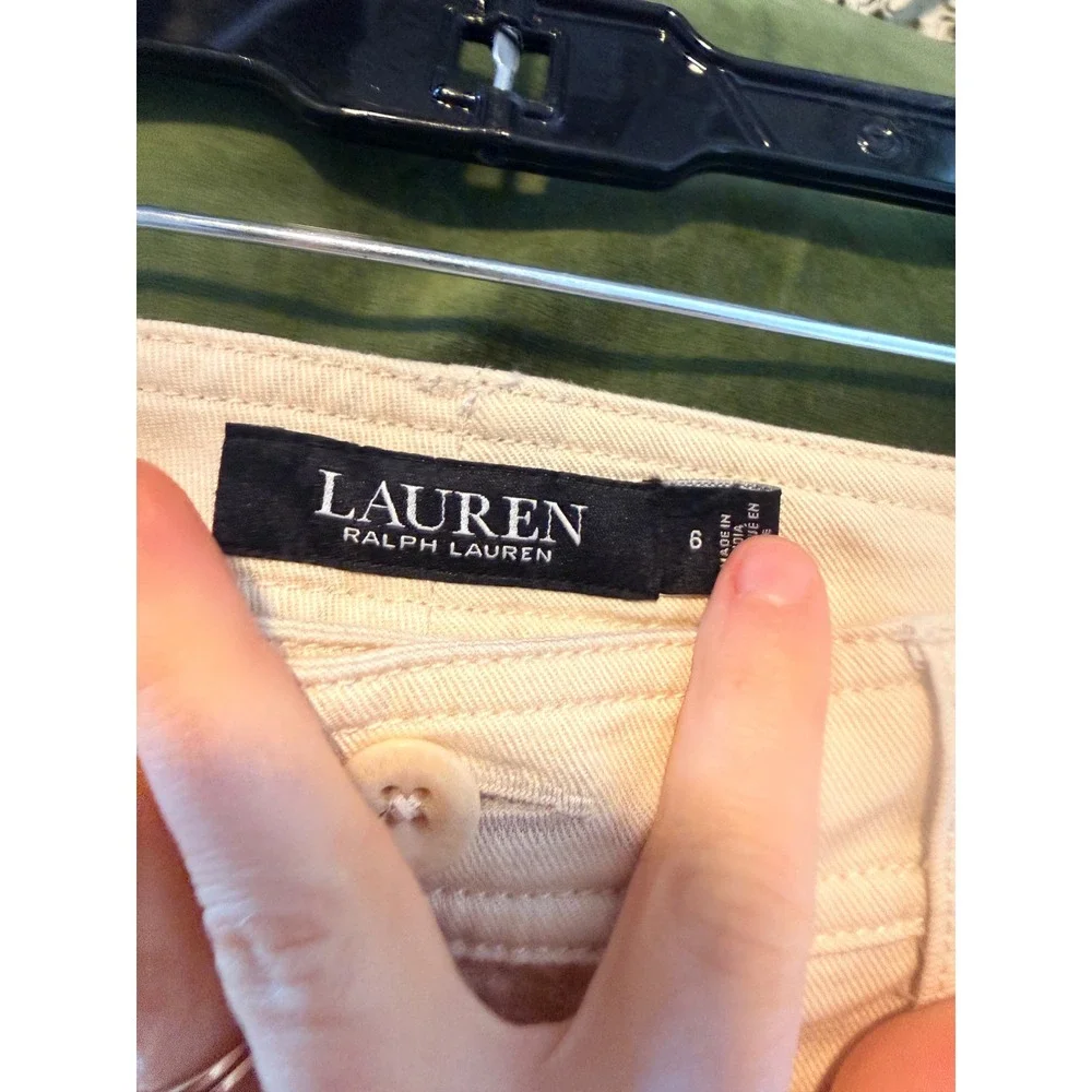 Lauren Ralph Lauren Wide‎ Leg Trousers Beige Tan High Rise Cotton Pants Size 6